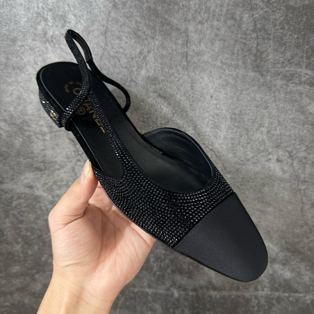 Chanel Slingbacks Flat in Strass