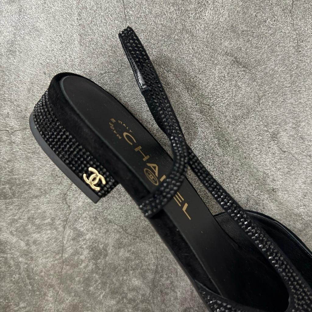 Chanel Slingbacks Flat in Strass