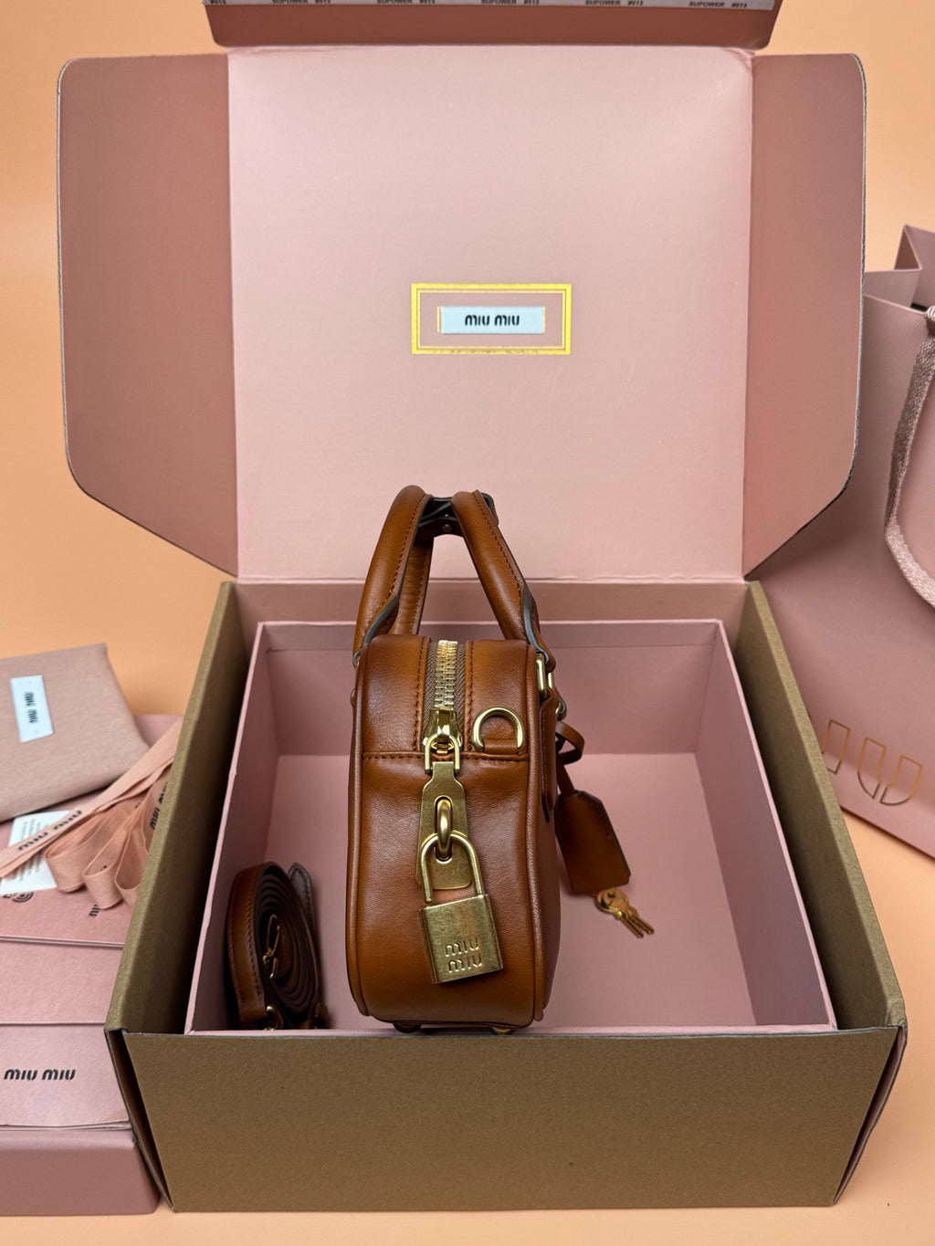 Miu Miu Arcadie Leather BagiReimagined In Aged-Effect Soft Calf Leather