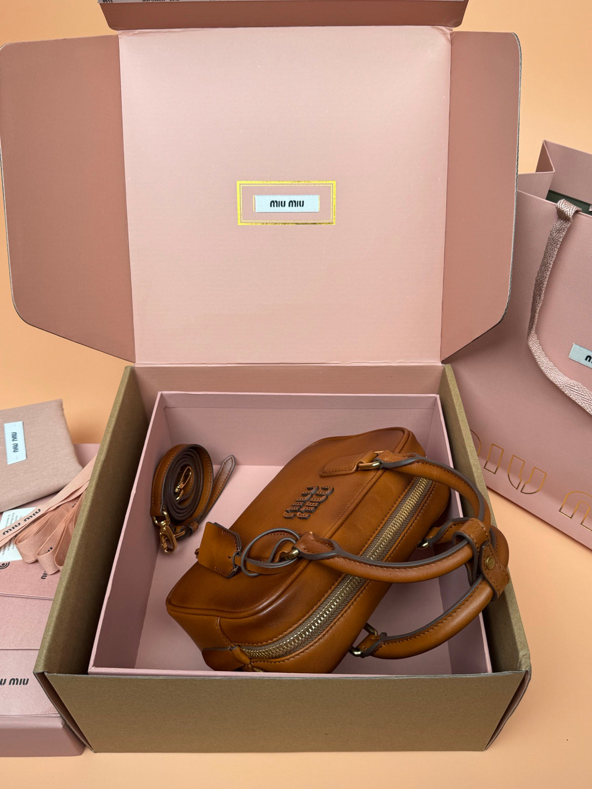 Miu Miu Arcadie Leather BagiReimagined In Aged-Effect Soft Calf Leather