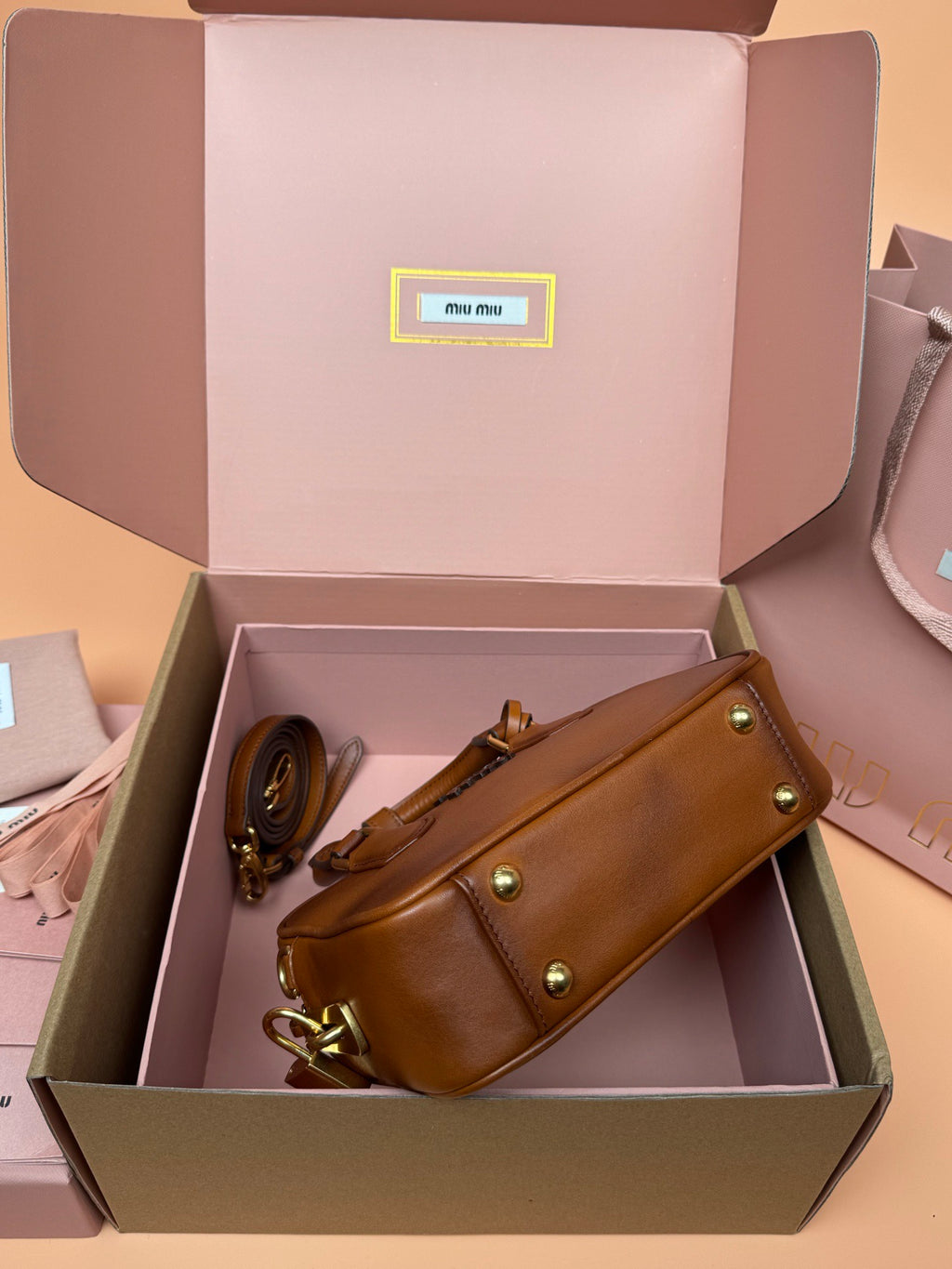Miu Miu Arcadie Leather BagiReimagined In Aged-Effect Soft Calf Leather