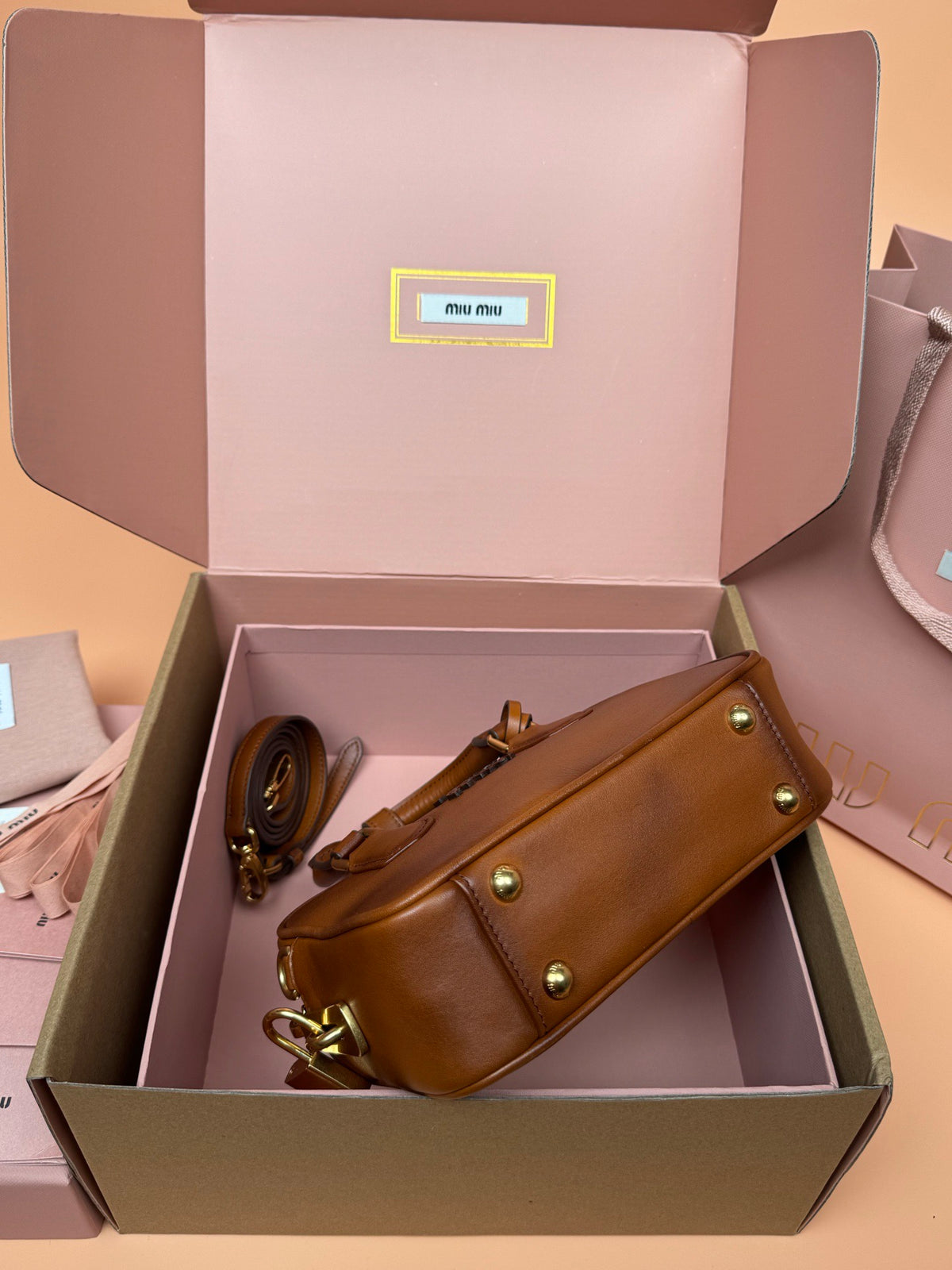 Miu Miu Arcadie Leather BagiReimagined In Aged-Effect Soft Calf Leather