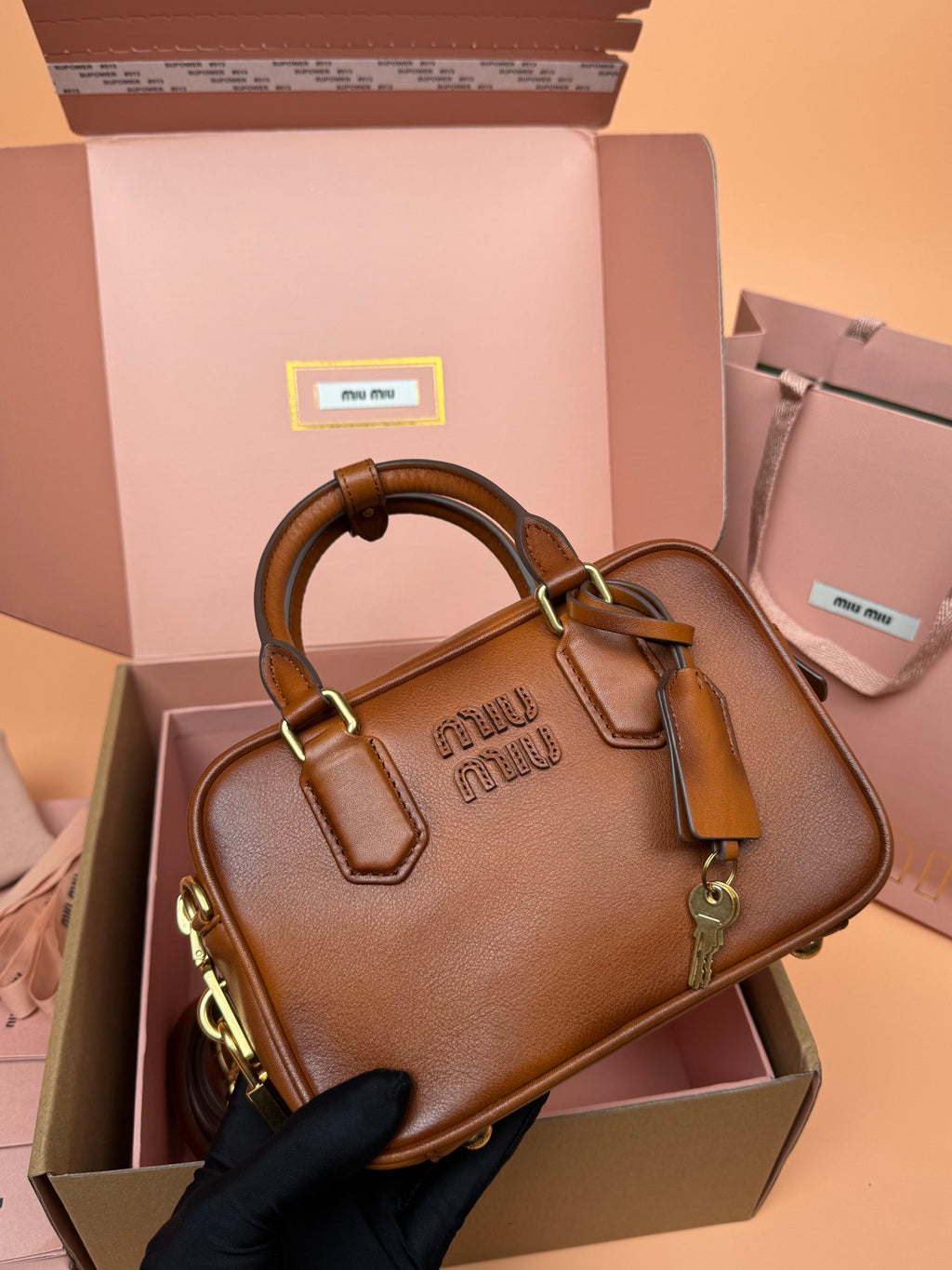 Miu Miu Arcadie Leather BagiReimagined In Aged-Effect Soft Calf Leather