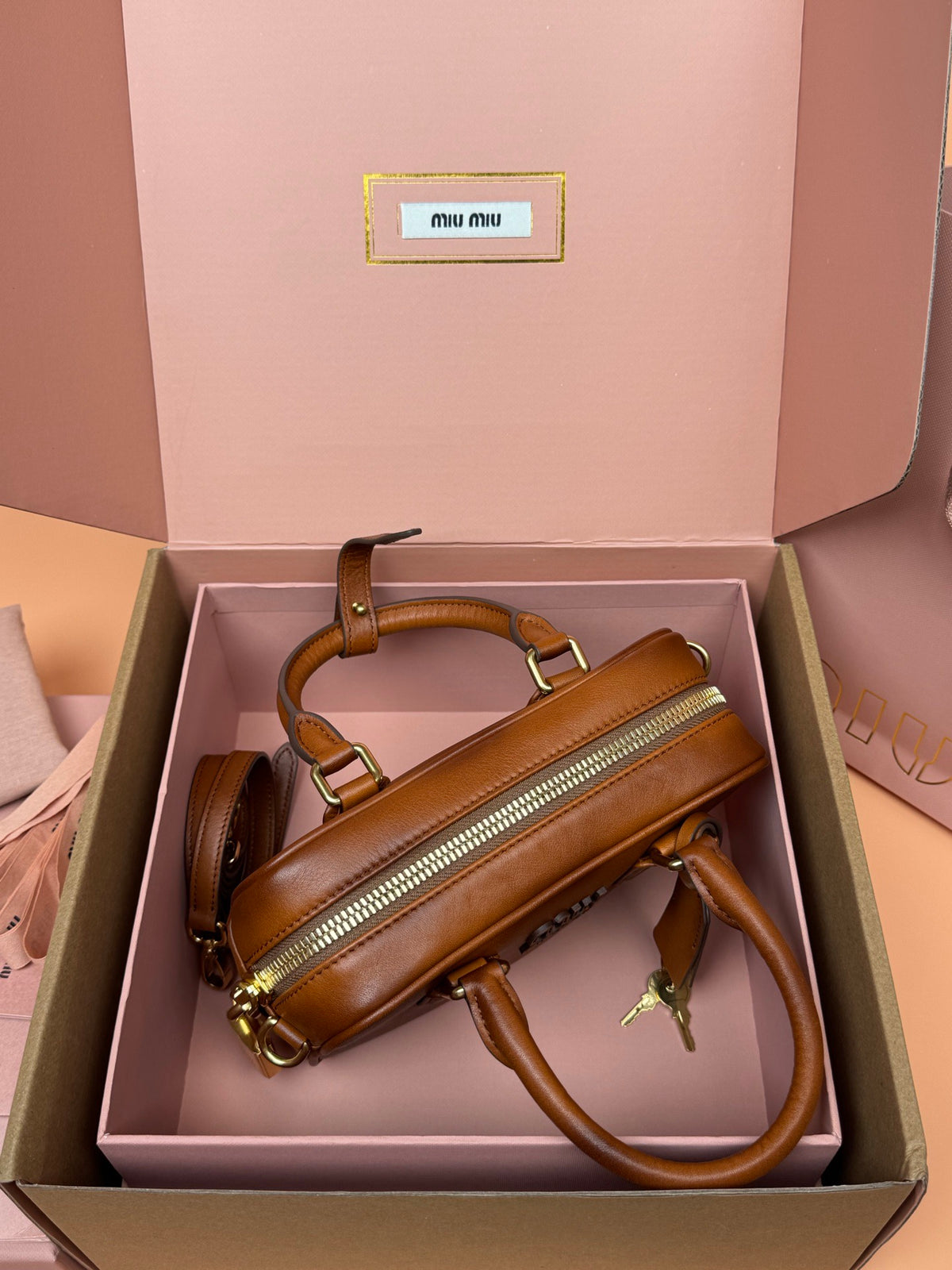Miu Miu Arcadie Leather BagiReimagined In Aged-Effect Soft Calf Leather