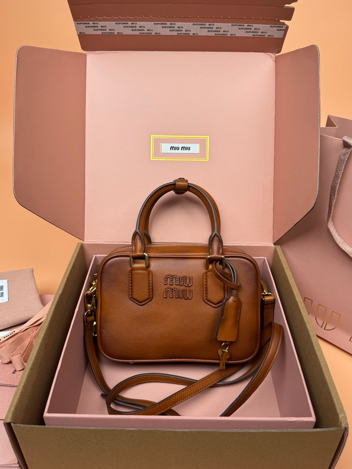 Miu Miu Arcadie Leather BagiReimagined In Aged-Effect Soft Calf Leather