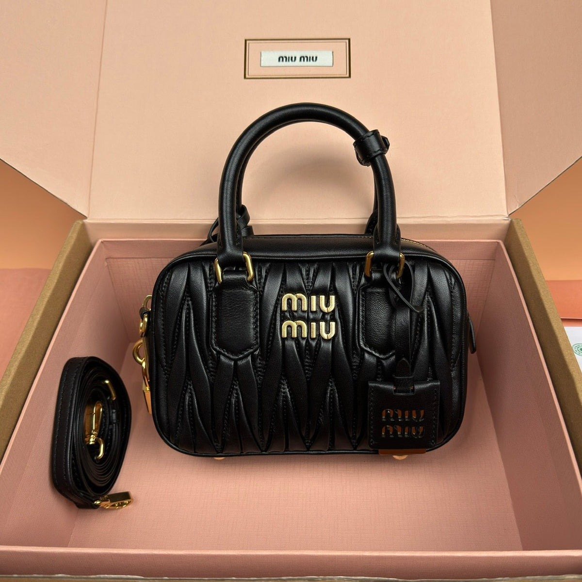 Miu Miu Small Arcadie Matelassé Nappa Leather Bag