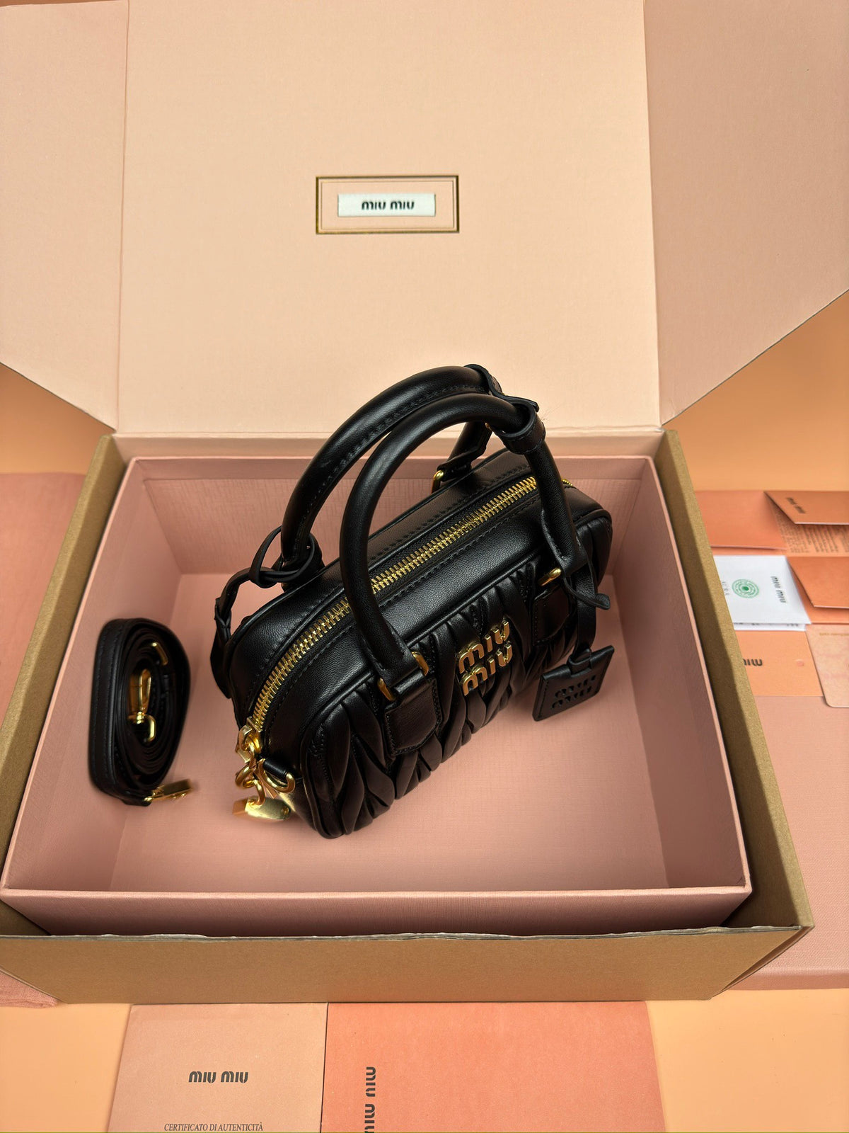 Miu Miu Small Arcadie Matelassé Nappa Leather Bag