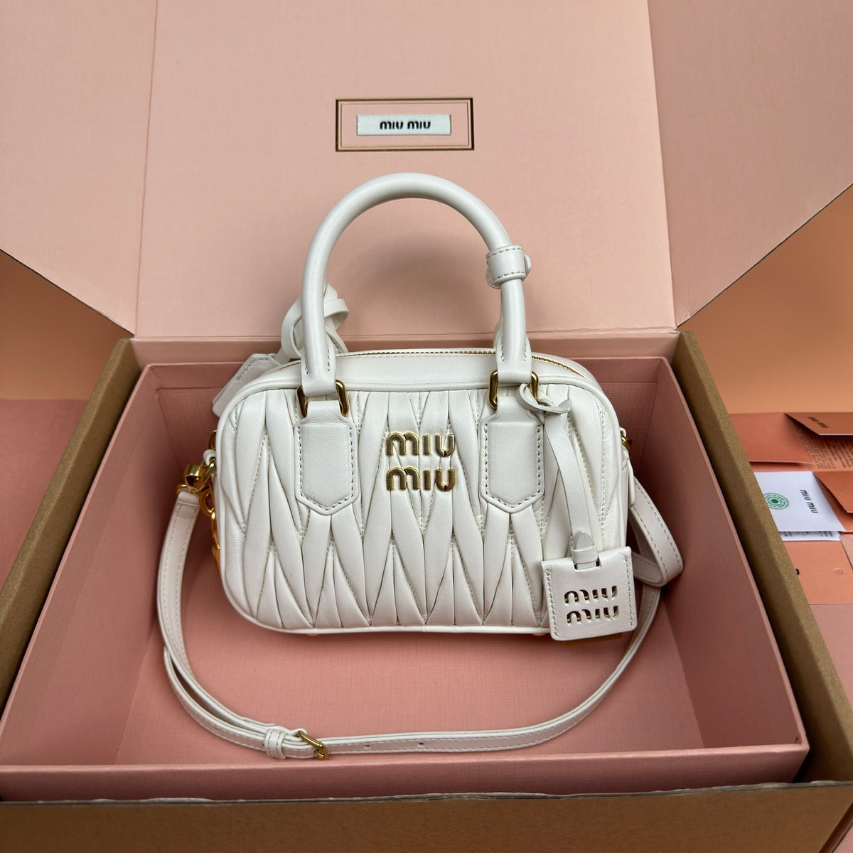 Miu Miu Small Arcadie Matelassé Nappa Leather Bag