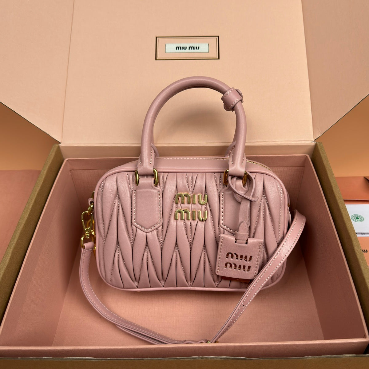 Miu Miu Small Arcadie Matelassé Nappa Leather Bag