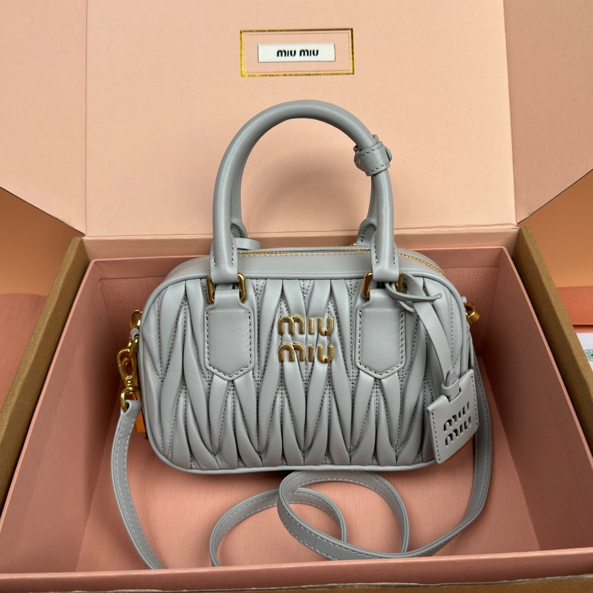 Miu Miu Small Arcadie Matelassé Nappa Leather Bag