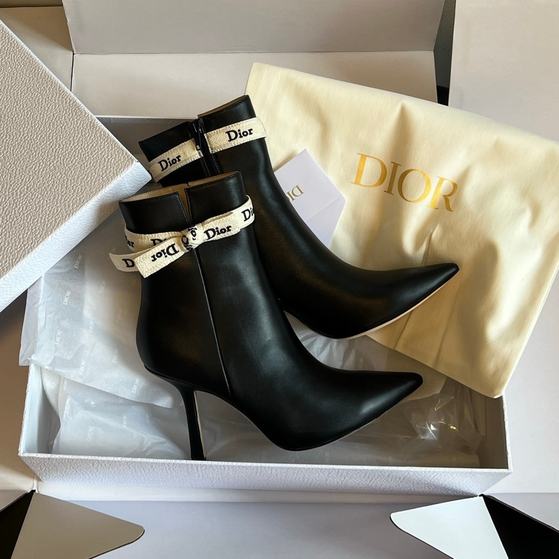 Dior J'Adior Heeled Ankle Boot in Lambskin
