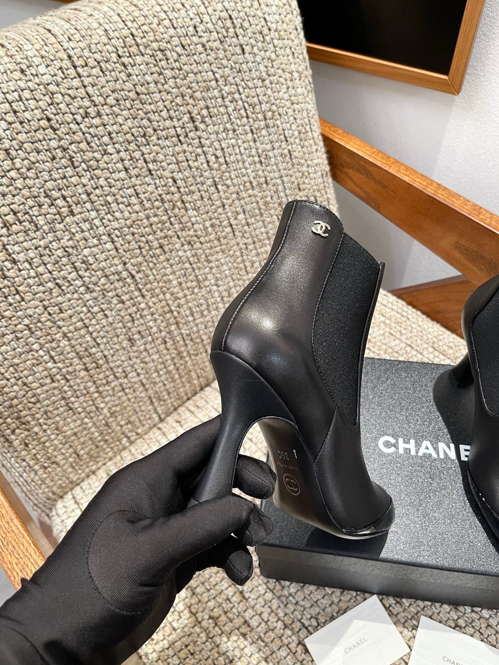 Chanel Short Boots in Lambskin & Patent Calfskin