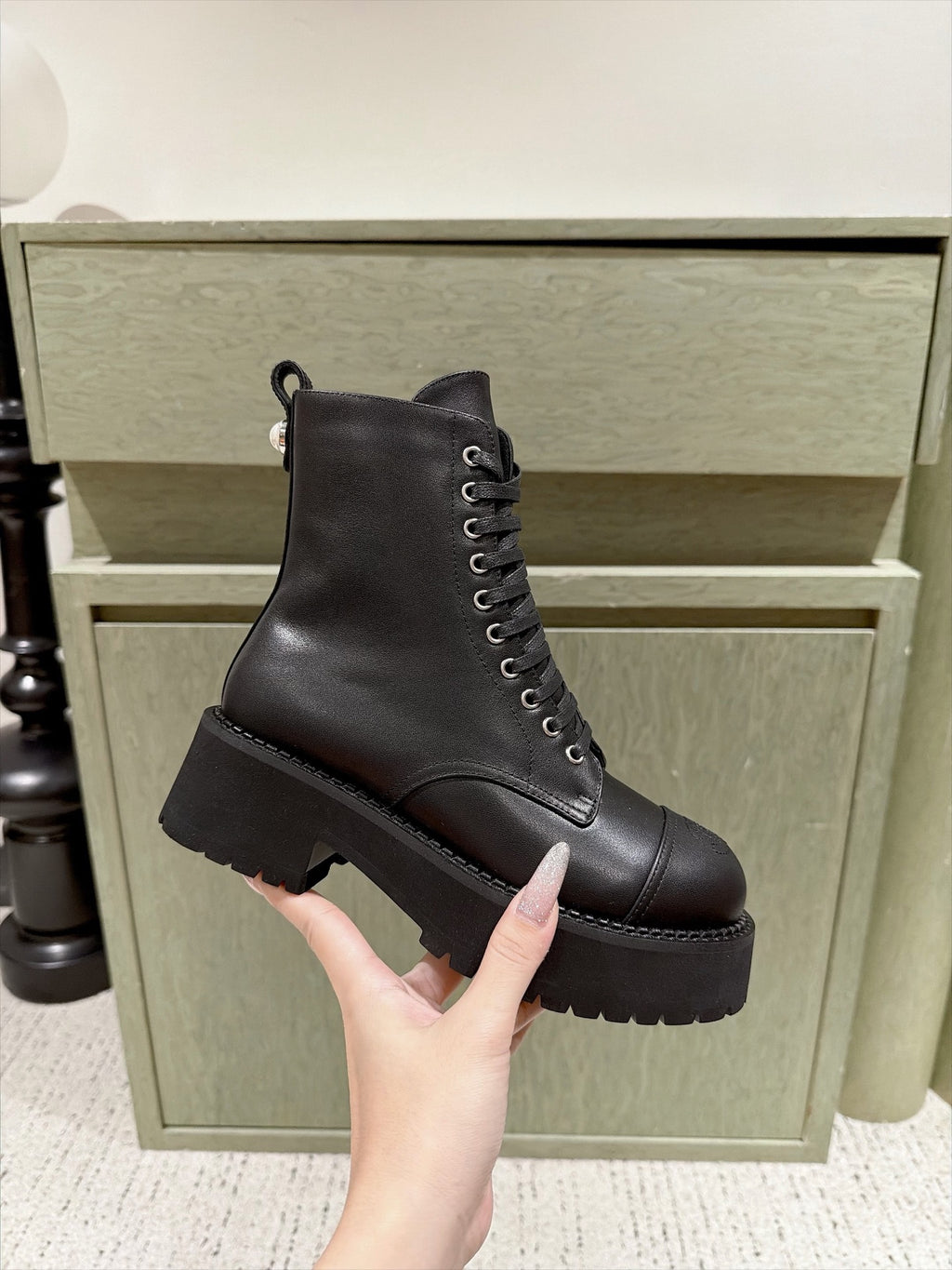 Chanel Interlocking CC Logo Combat Boots in Calfskin