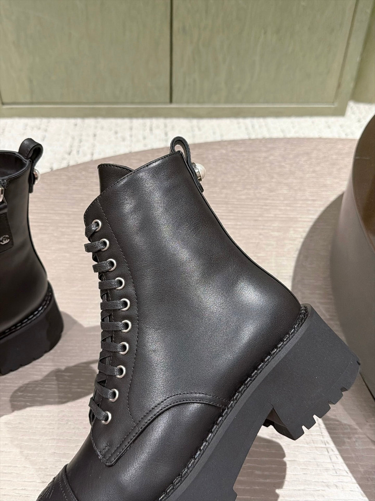 Chanel Interlocking CC Logo Combat Boots in Calfskin