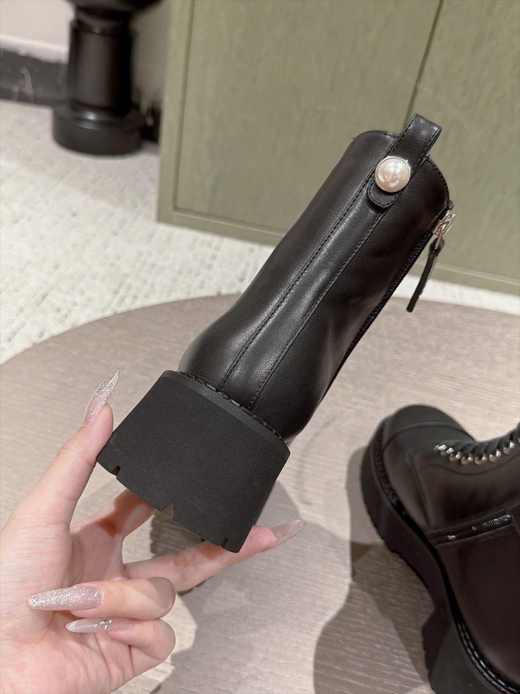 Chanel Interlocking CC Logo Combat Boots in Calfskin