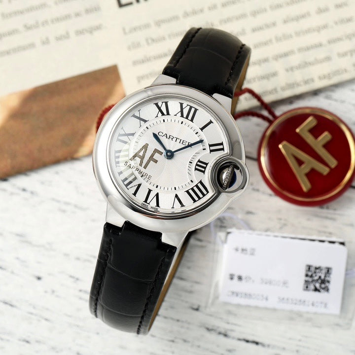 Cartier Ballon Bleu de Cartier 33mm Swiss Ronda Quartz Leather Strap