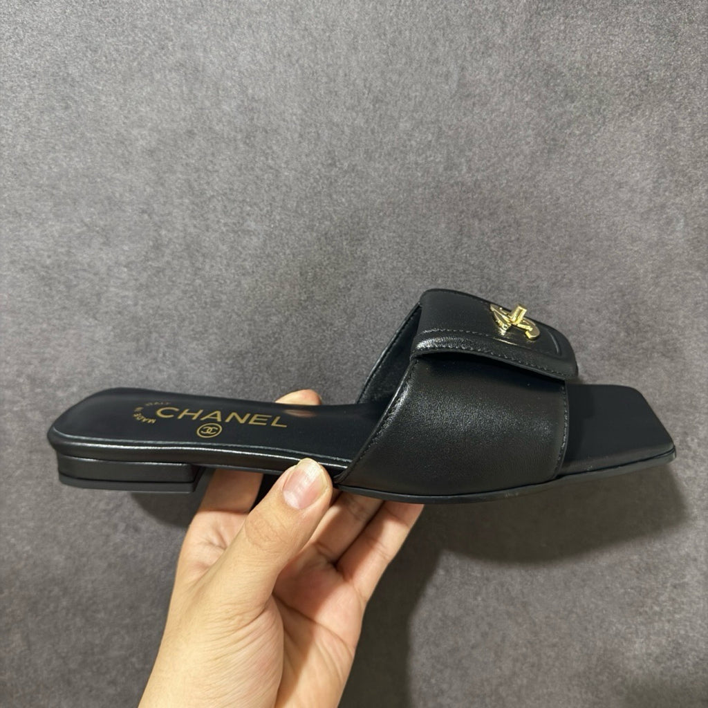 Chanel CC Turnlock Mules In Lambskin