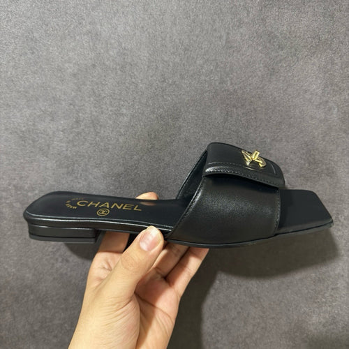 Chanel CC Turnlock Mules In Lambskin