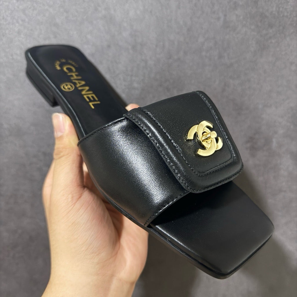 Chanel CC Turnlock Mules In Lambskin