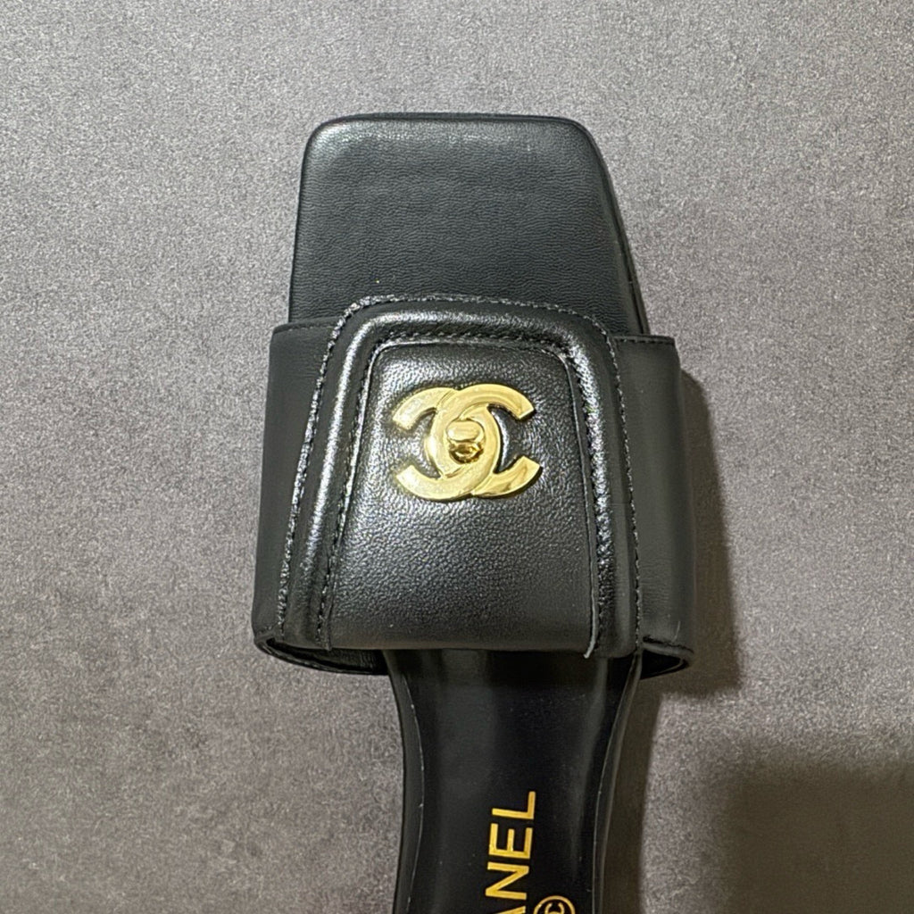 Chanel CC Turnlock Mules In Lambskin
