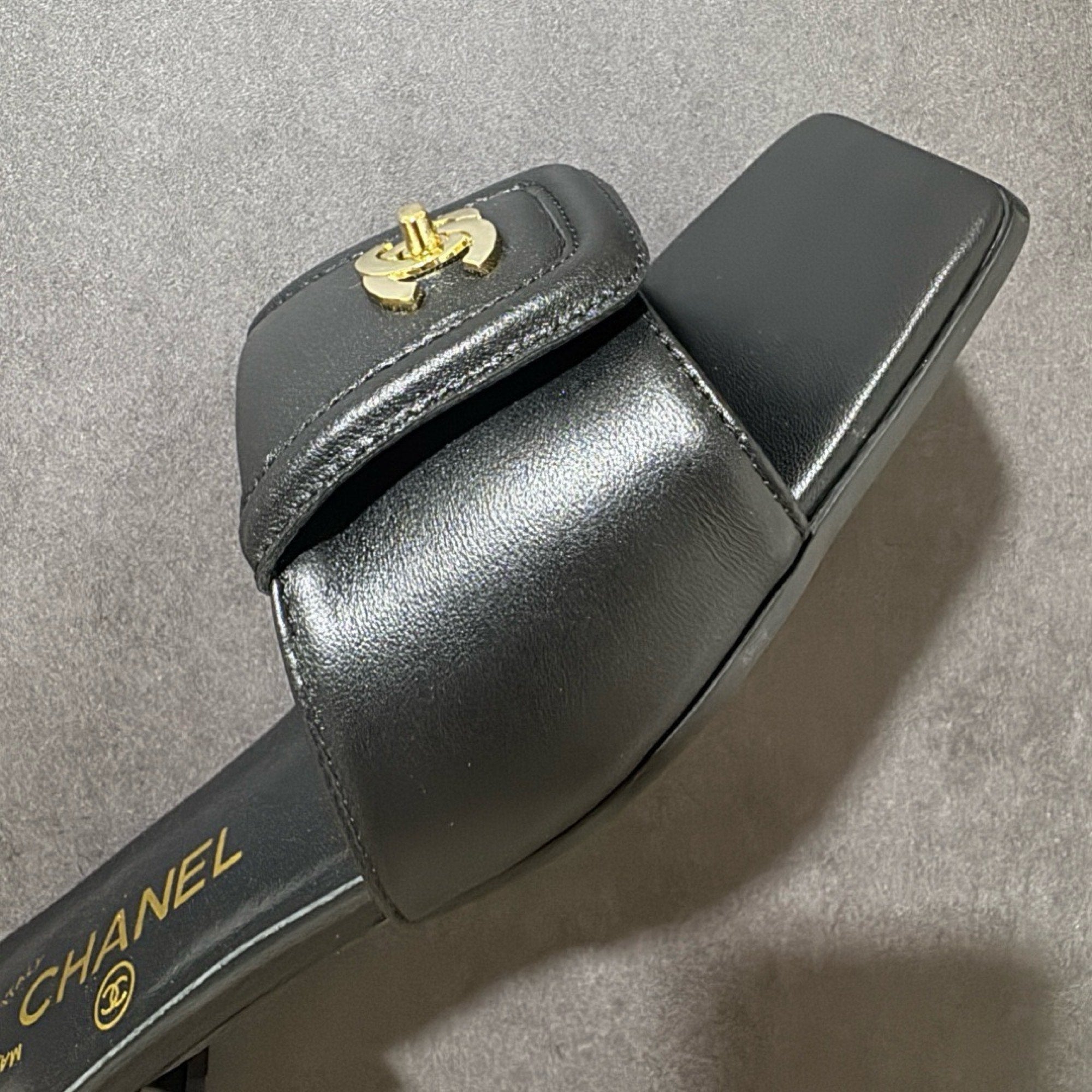 Chanel CC Turnlock Mules In Lambskin