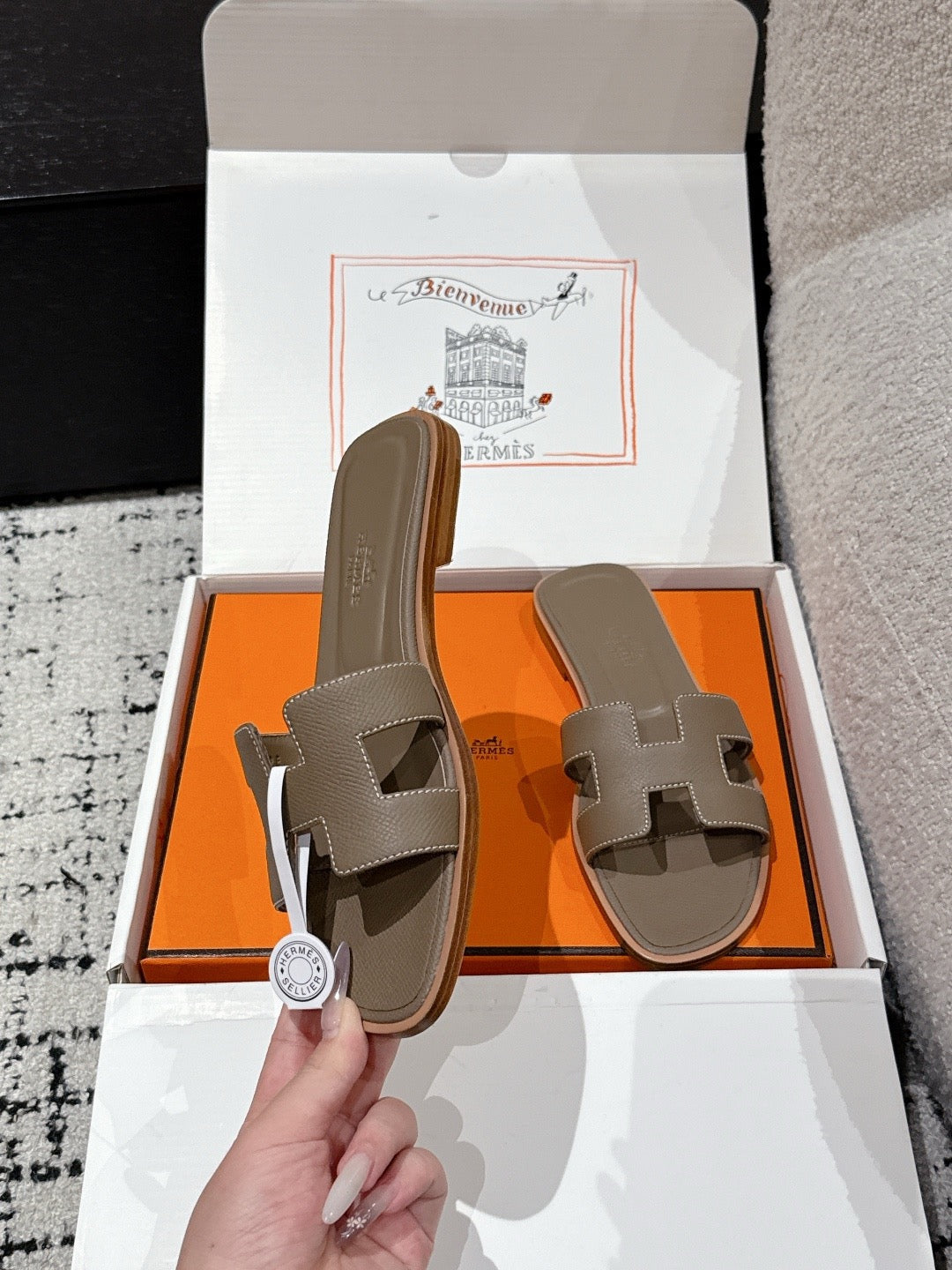 Hermes Oran Sandals in Epsom Calfskin