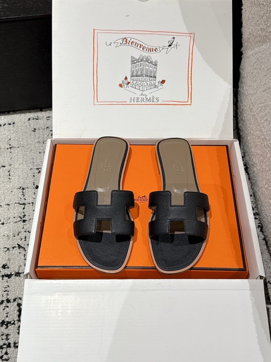 Hermes Oran Sandals in Epsom Calfskin