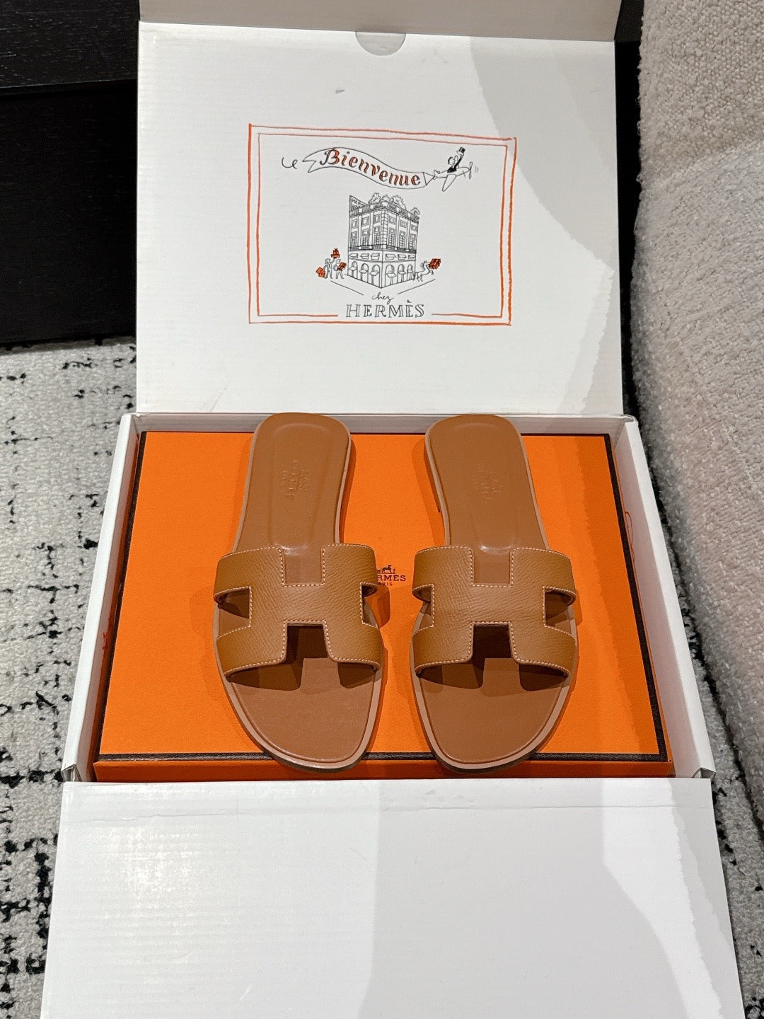 Hermes Oran Sandals in Epsom Calfskin