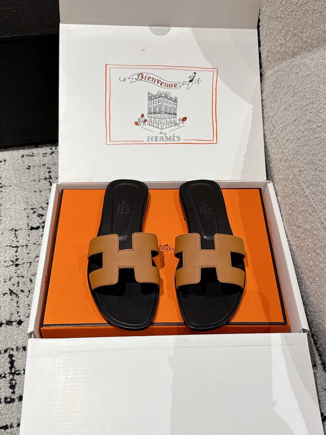 Hermes Oran Sandals in Epsom Calfskin