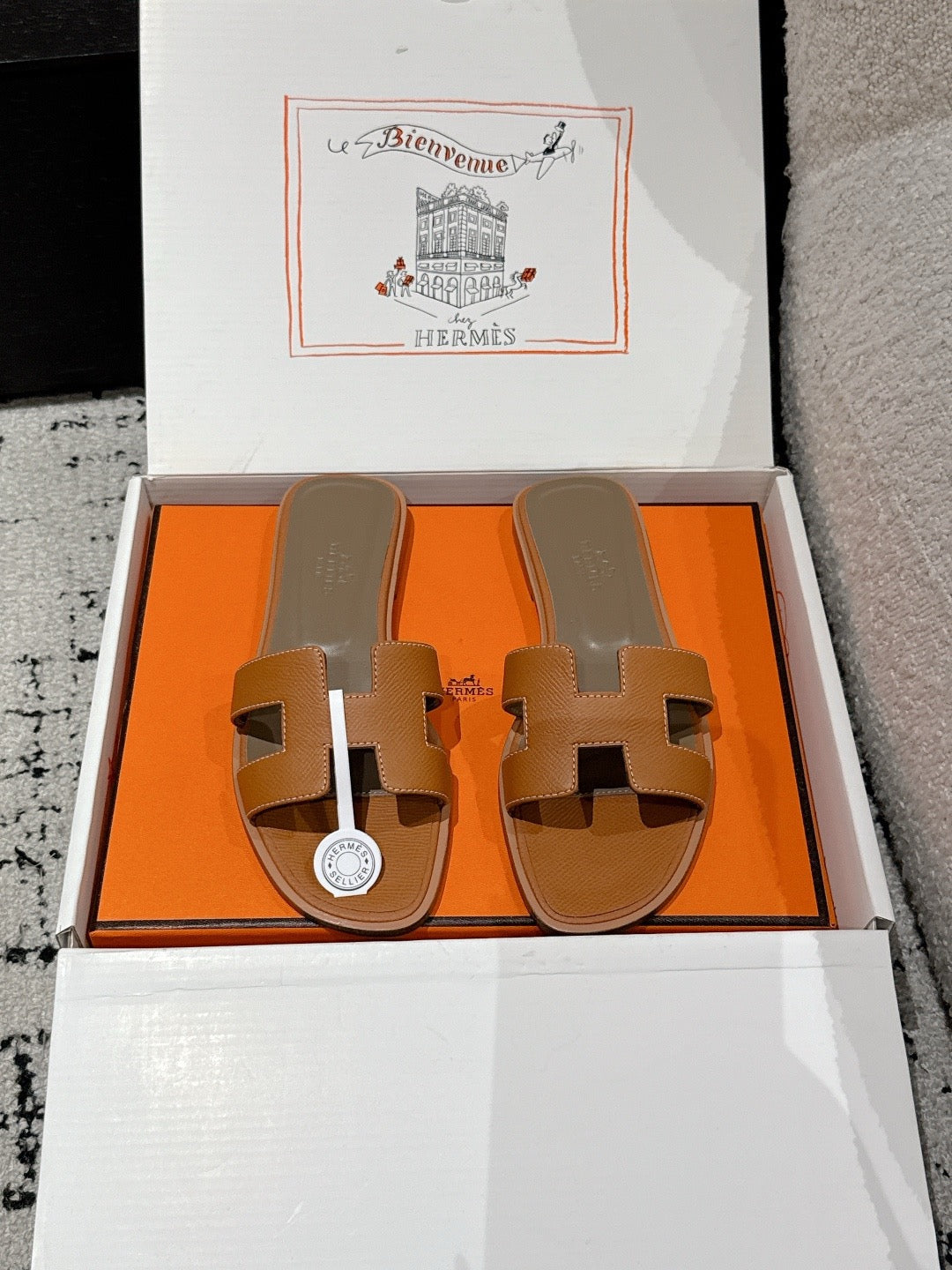 Hermes Oran Sandals in Epsom Calfskin