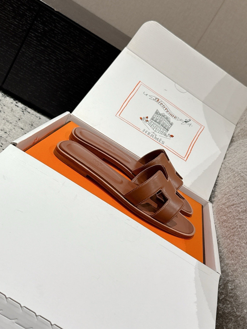 Hermes Oran Sandals in Smooth Calfskin