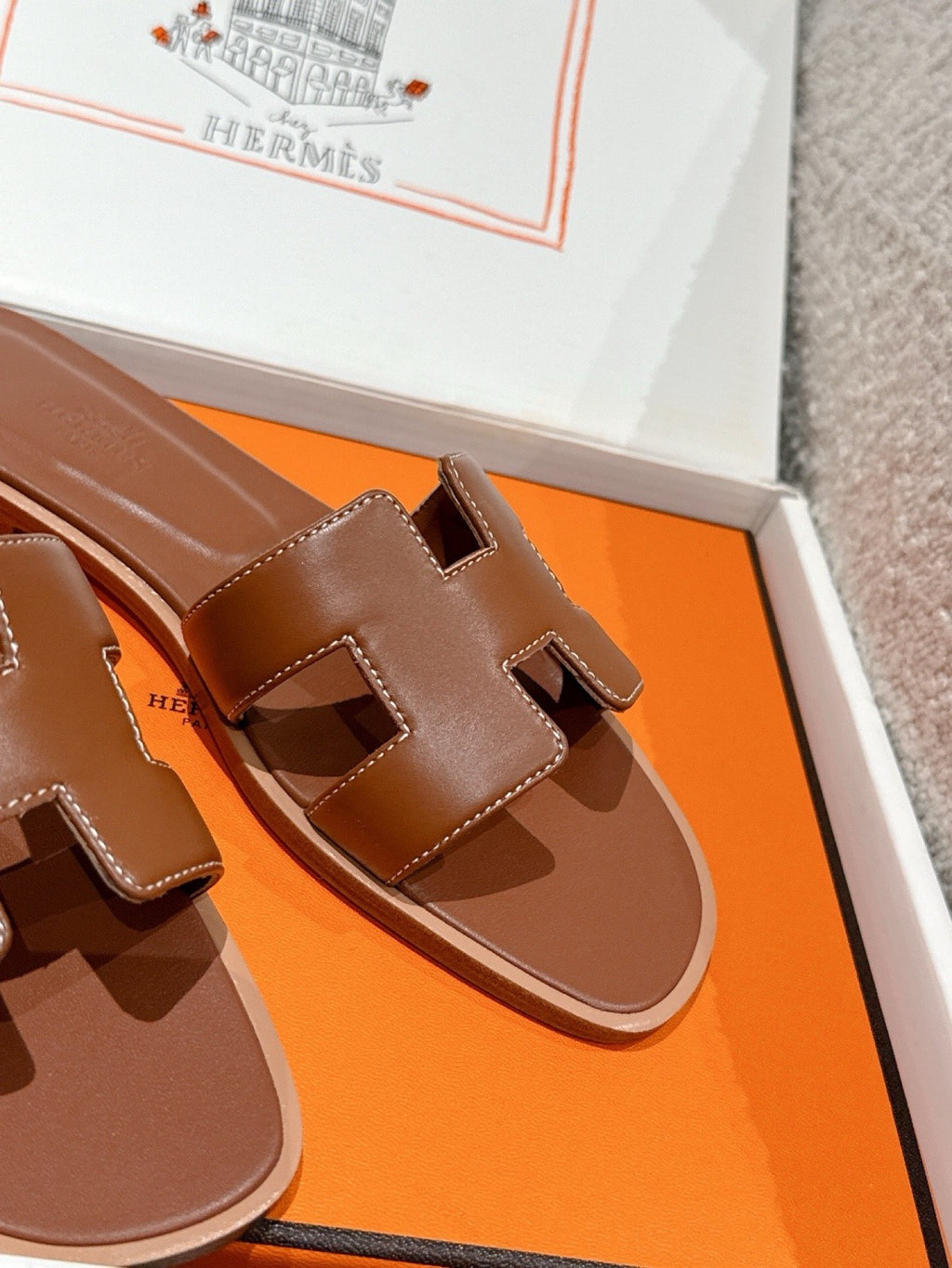 Hermes Oran Sandals in Smooth Calfskin