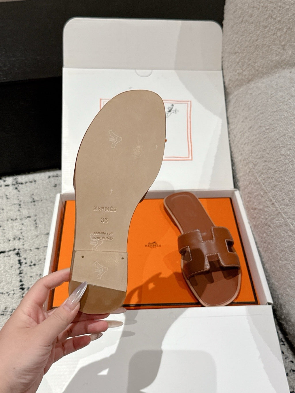 Hermes Oran Sandals in Smooth Calfskin