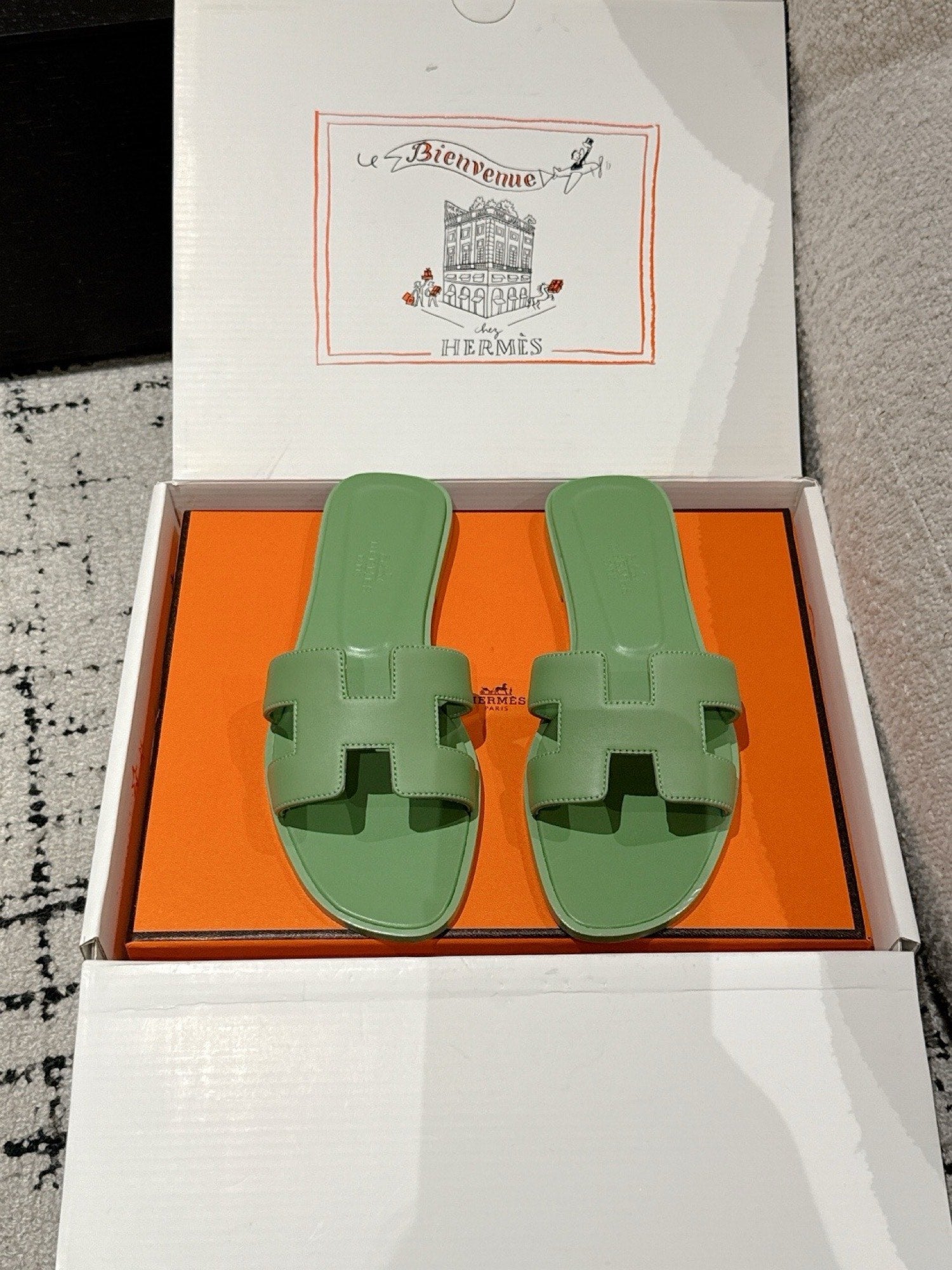 Hermes Oran Sandals in Smooth Calfskin
