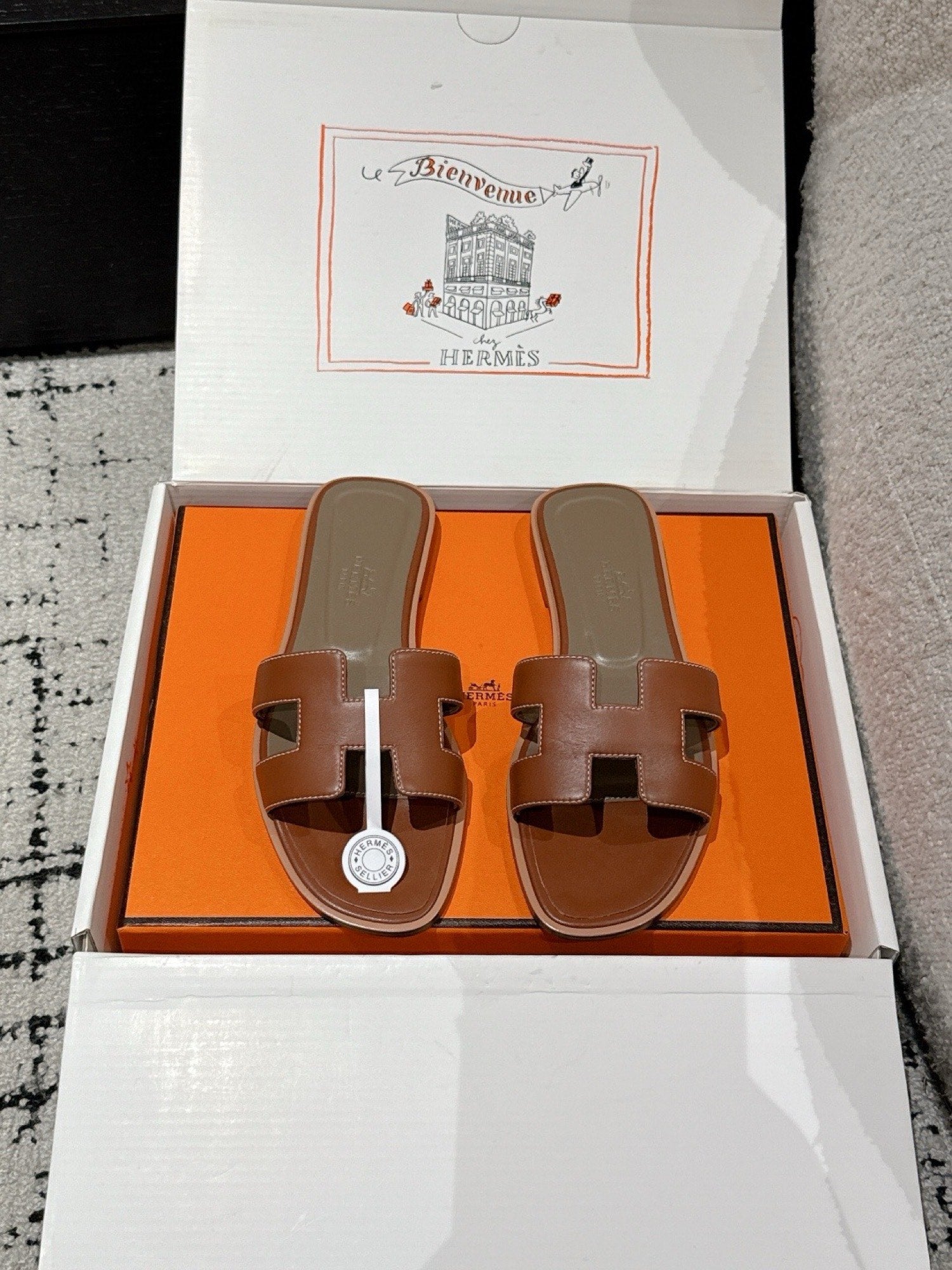 Hermes Oran Sandals in Smooth Calfskin