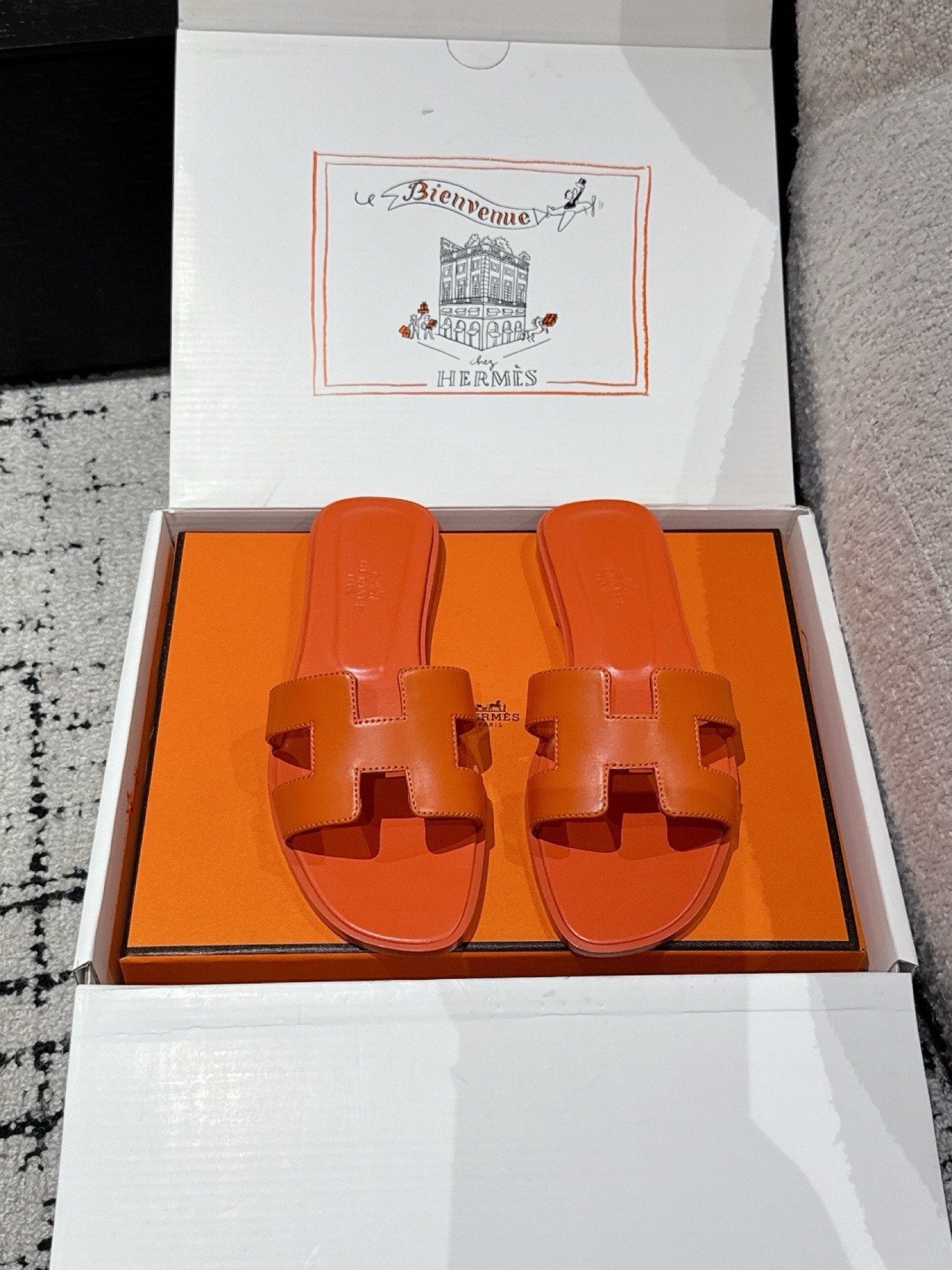 Hermes Oran Sandals in Smooth Calfskin