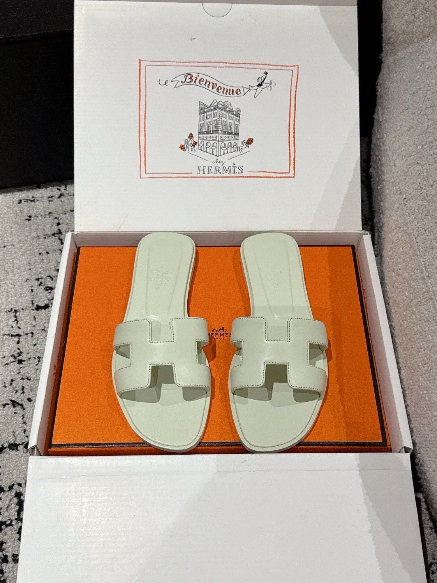 Hermes Oran Sandals in Smooth Calfskin