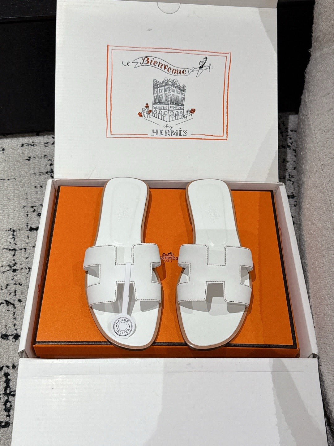 Hermes Oran Sandals in Smooth Calfskin