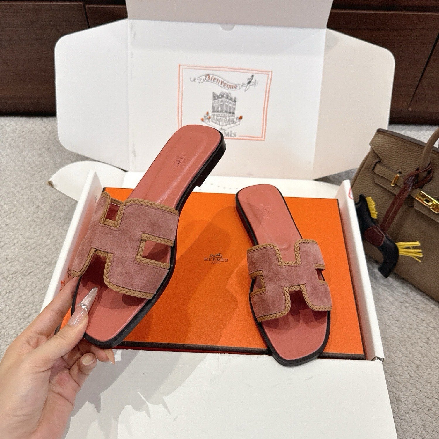 Hermes Oran Sandals in Suede