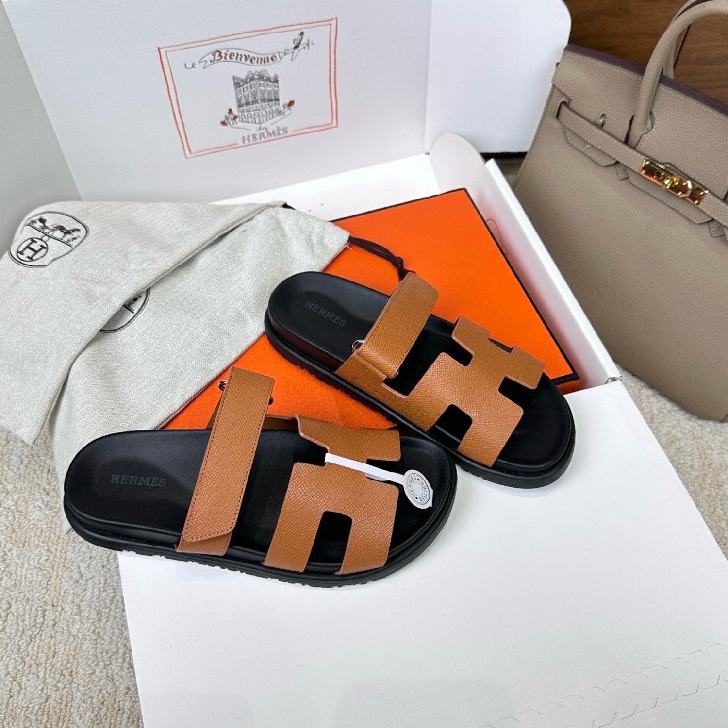 Hermes Chypre Sandals in Epsom Calfskin