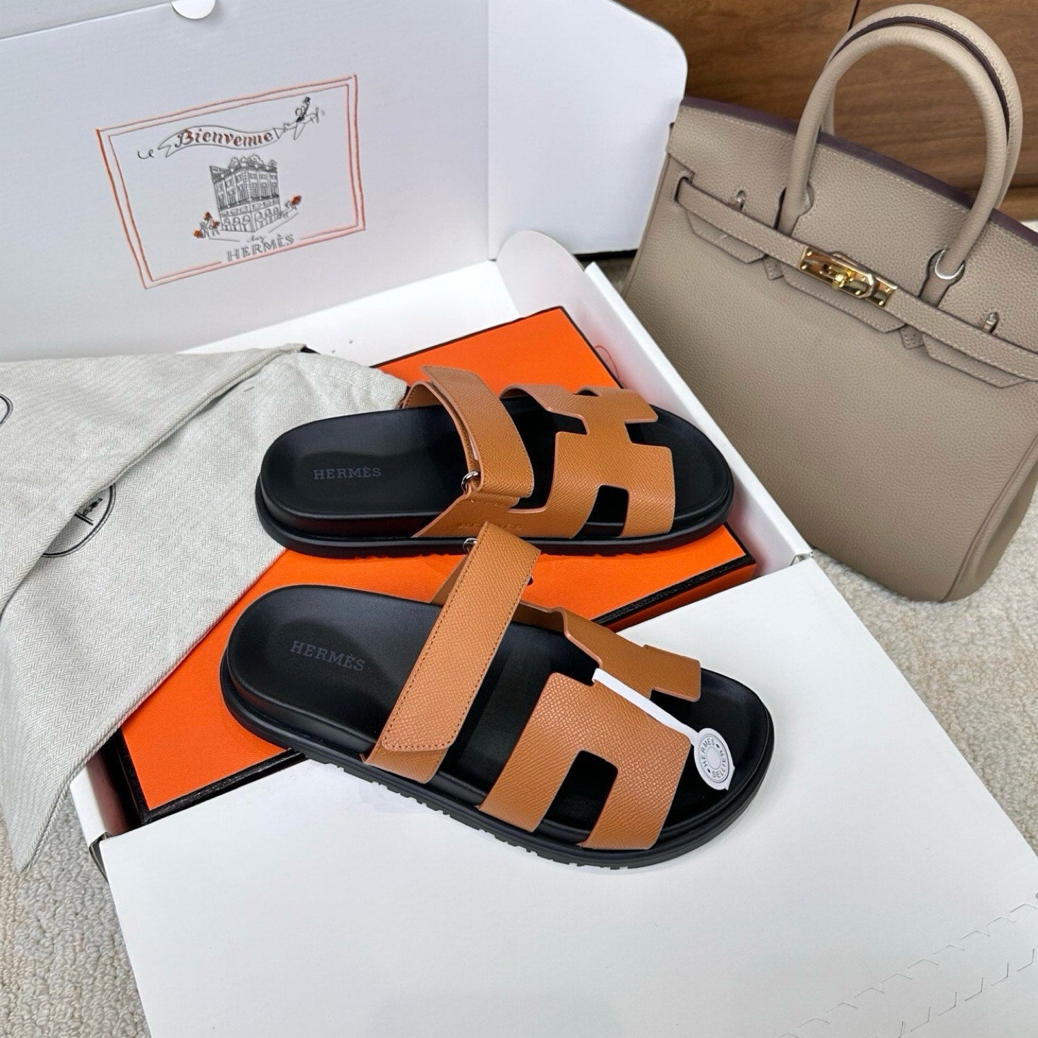 Hermes Chypre Sandals in Epsom Calfskin