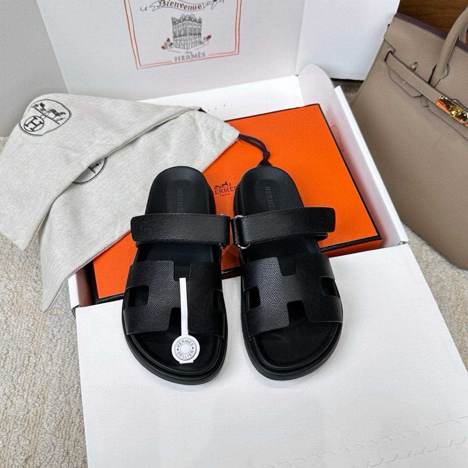 Hermes Chypre Sandals in Epsom Calfskin