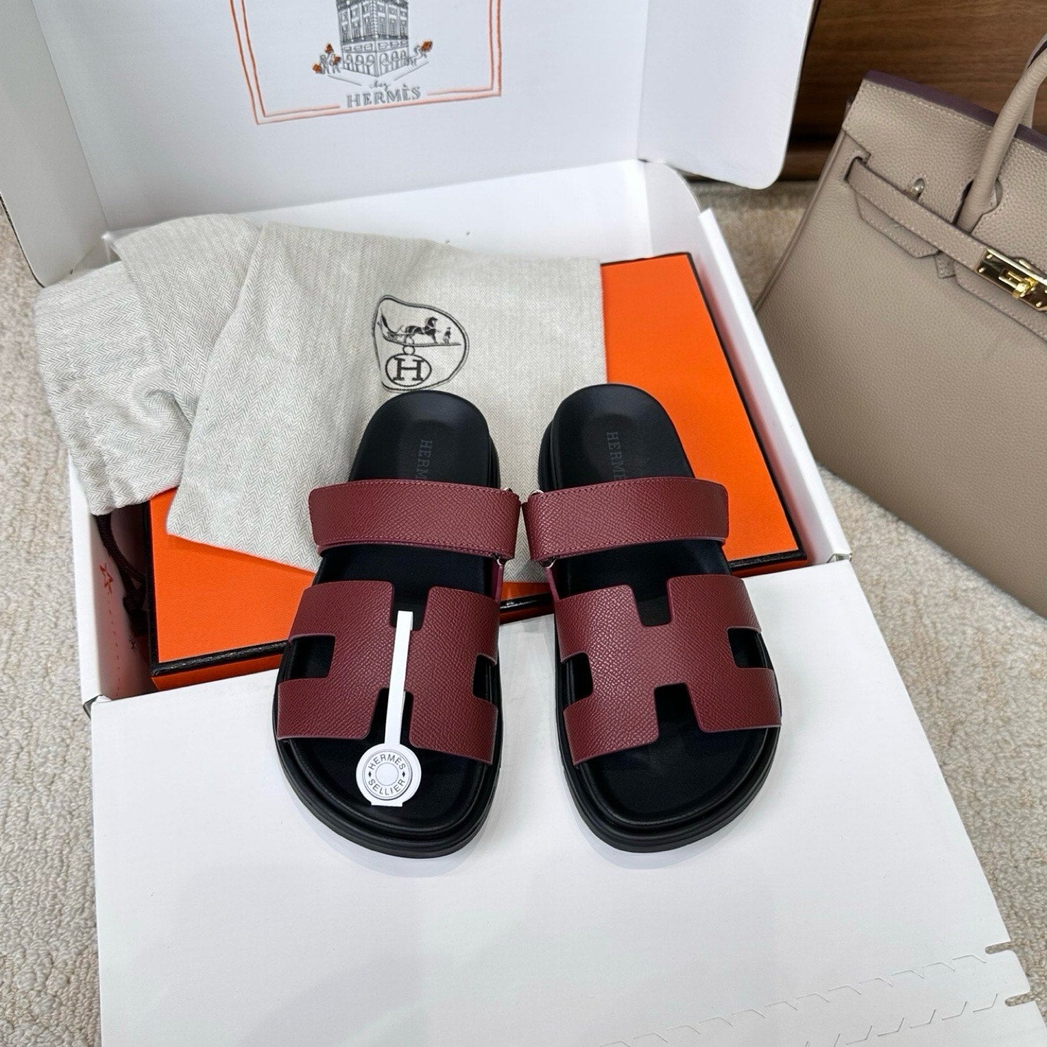 Hermes Chypre Sandals in Epsom Calfskin