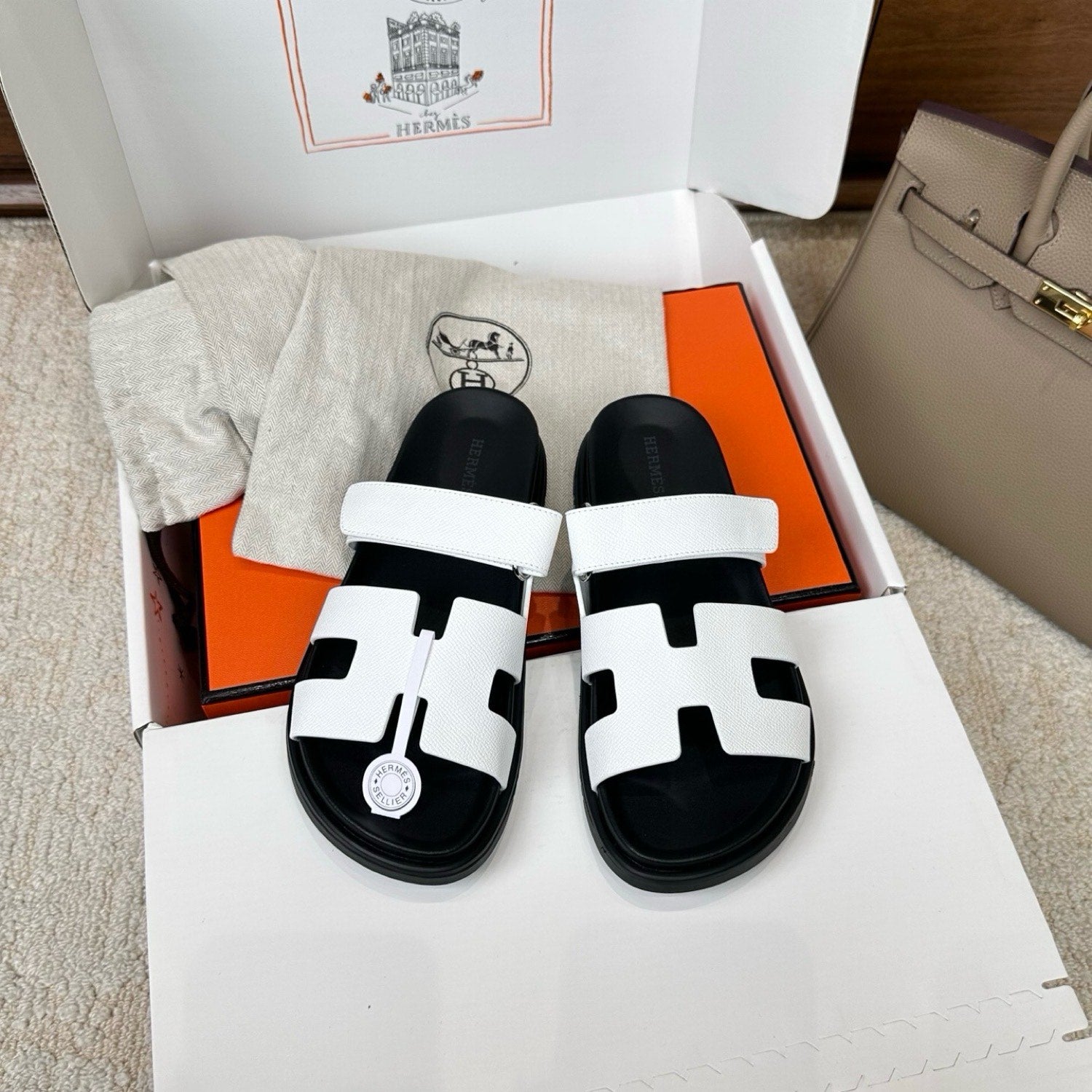 Hermes Chypre Sandals in Epsom Calfskin