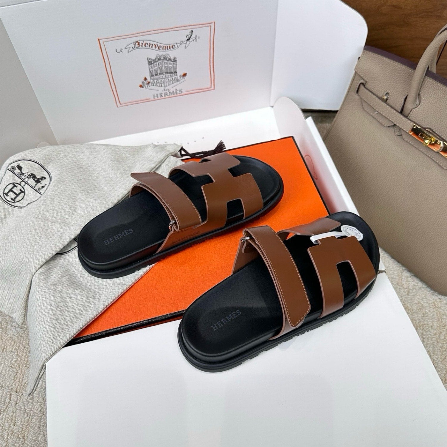 Hermes Chypre Sandals in Smooth Calfskin