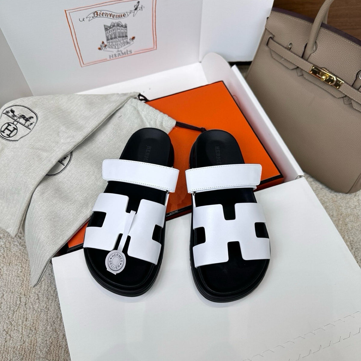 Hermes Chypre Sandals in Smooth Calfskin