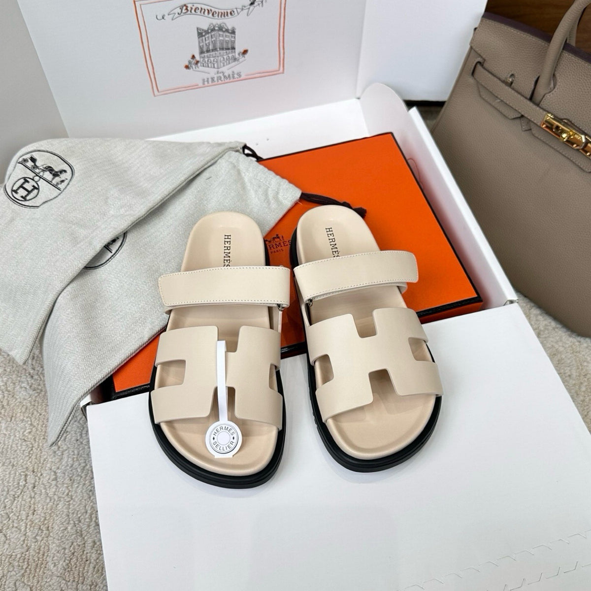 Hermes Chypre Sandals in Smooth Calfskin