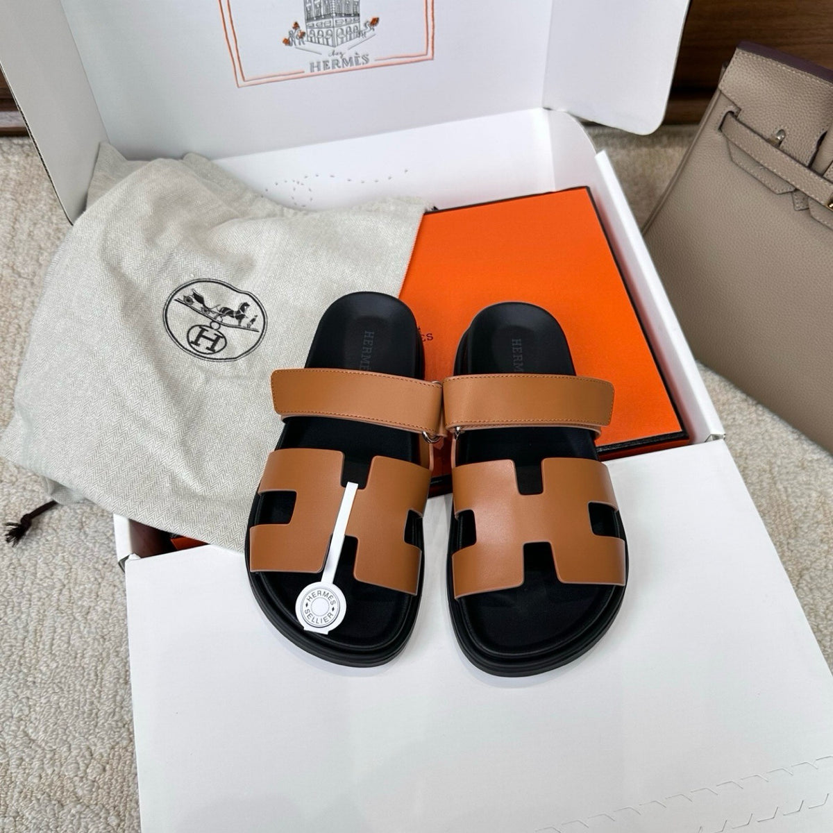 Hermes Chypre Sandals in Smooth Calfskin