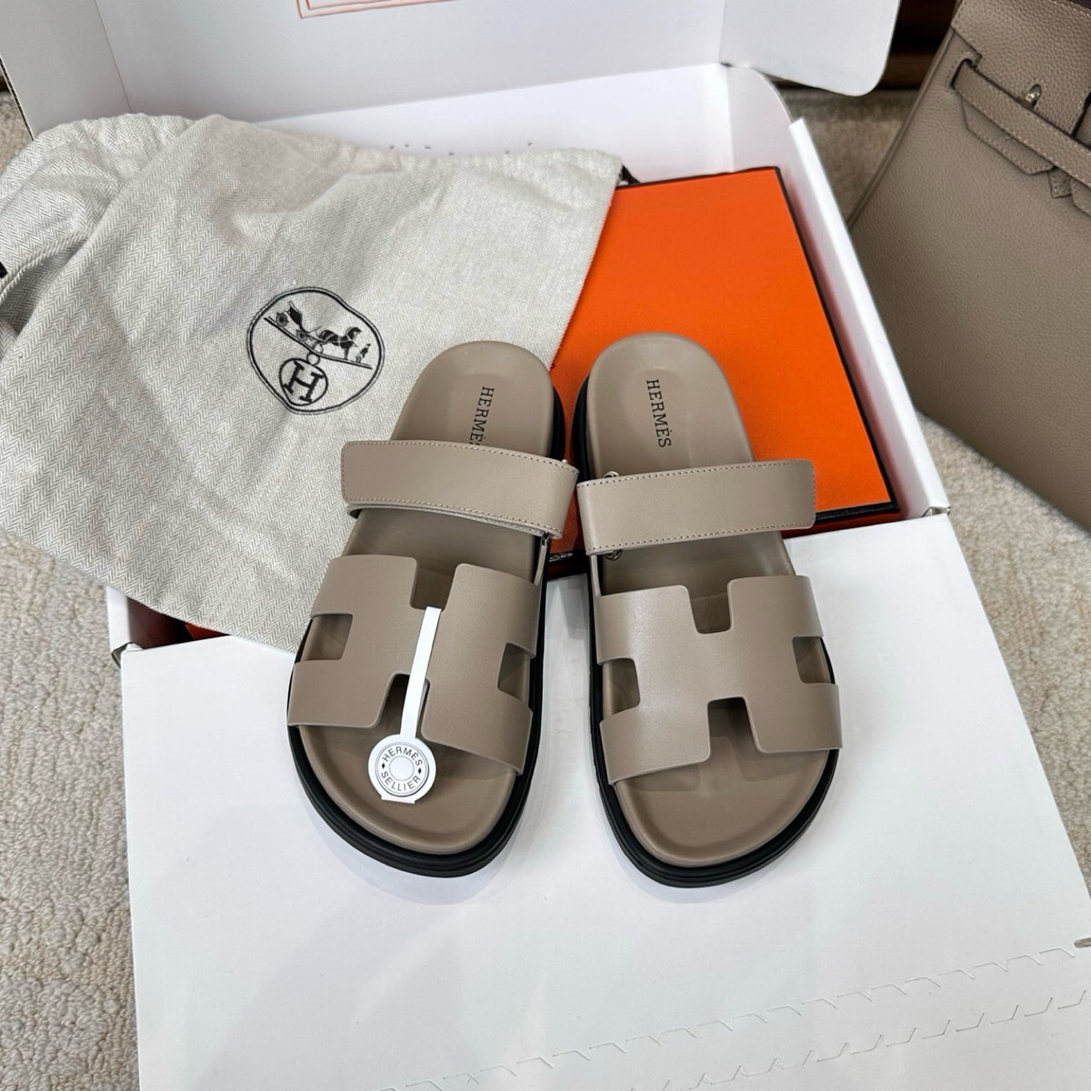 Hermes Chypre Sandals in Smooth Calfskin