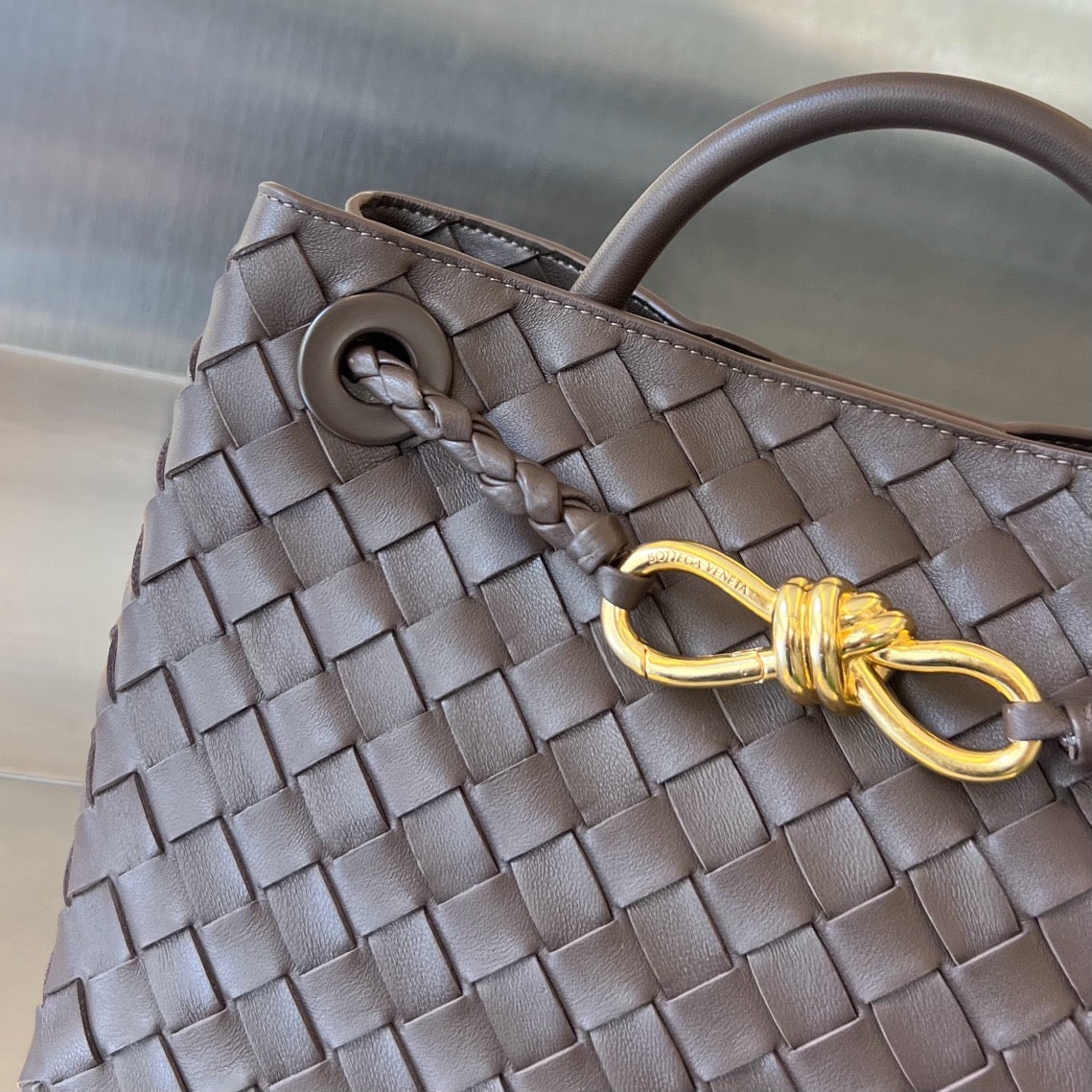Bottega Veneta Small Andiamo In Supple Intrecciato Leather